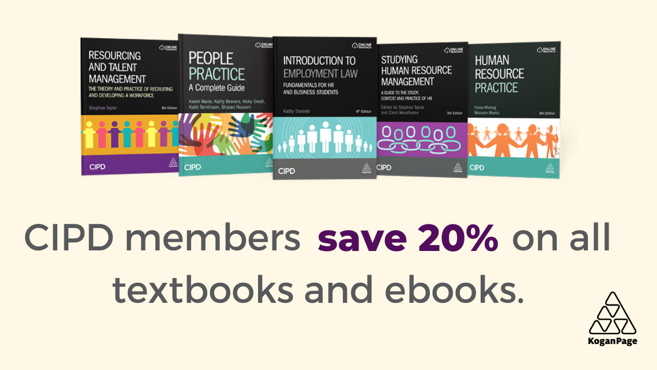 CIPD's tweet photo. Studying a #CIPD qualification? #cipdStudent members, pick up your essential textbooks at a 20% discount from @KoganPageHR and get a free ebook with every print purchase: https://t.co/1PxwQfckz5 https://t.co/iaZTHcPTf0