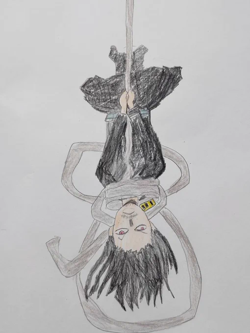 ・相澤消太(娘)むっちゃ良く描けた〜!逆さでもイケメンで素敵#ヒロアカ#僕のヒーローアカデミア#抹消#イレイザーヘッド#7歳の落書き#落書き#イラスト 