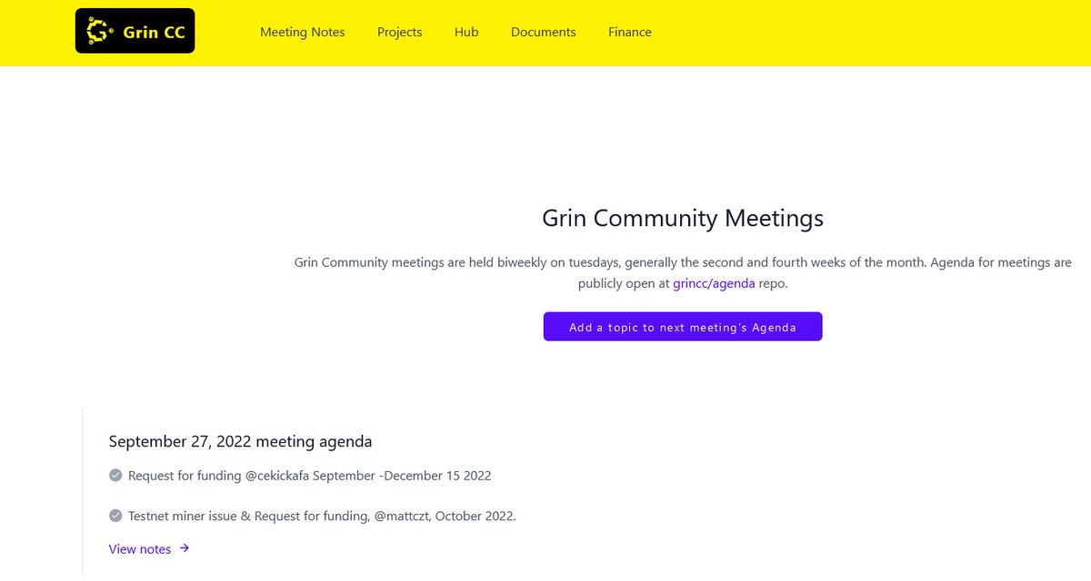 $Grin is an #opensource project, it is transparent and open to all sort of contributions. You can join community, read past meetings &amp; notes and follow the agenda, add topics. ツ #crypto #decentralized 
⤵️ 
grincc.mw/meetings