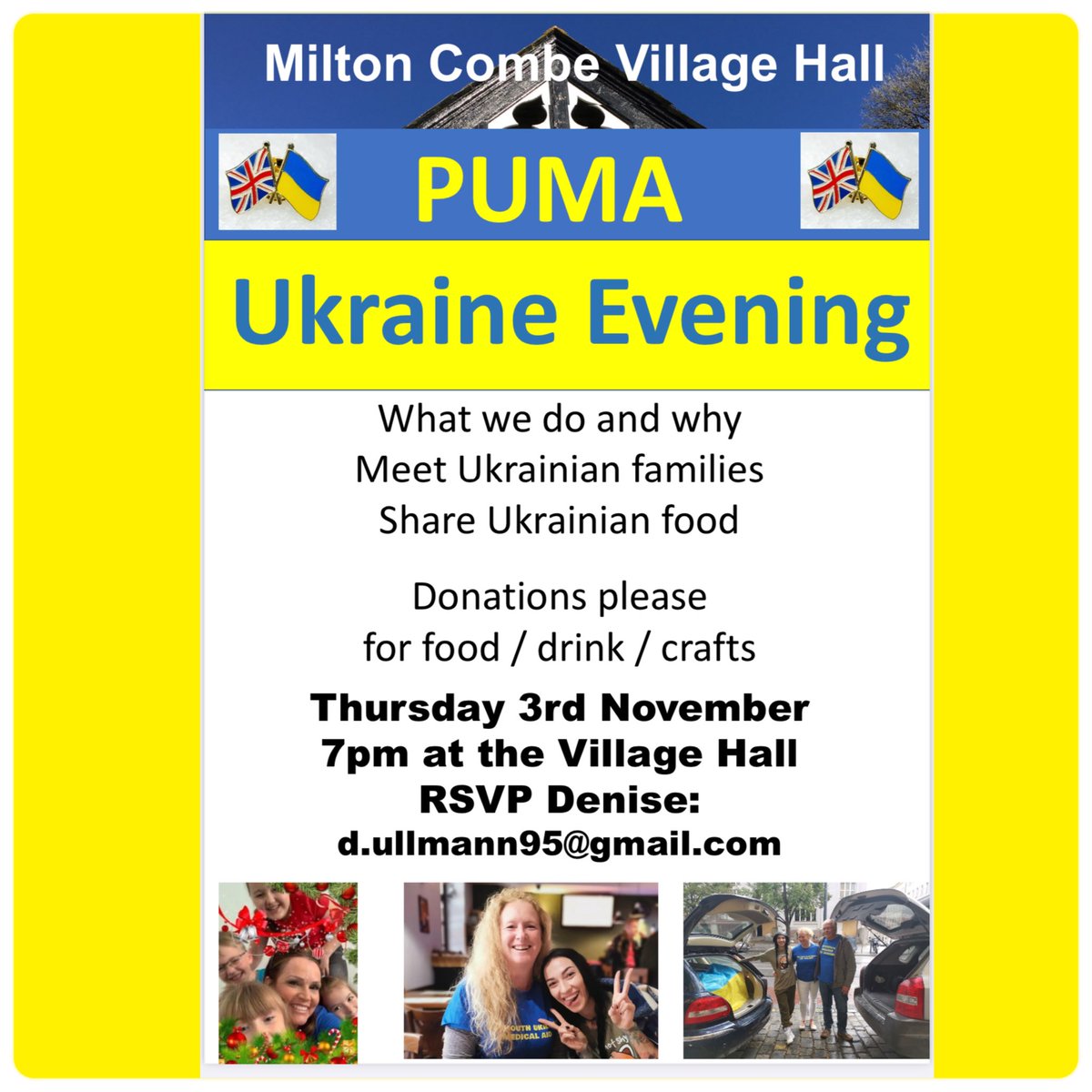 #Ukraine evening at #miltoncombe #villagehall #miltoncombedevon #yelverton #crapstone #tavistock #devon #plymouth #bucklandmonachorum @puma4ukraine #ukrainewar #helpukraine #westdevon
