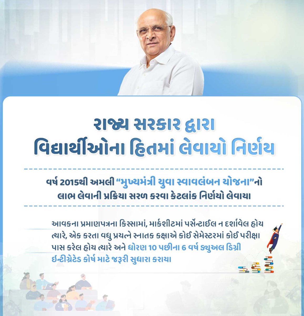 bhupendra_sir_'s tweet photo. રાજ્ય સરકાર દ્વારા વિદ્યાર્થીઓના હિતમાં લેવાયો નિર્ણય
@narendramodi
@Bhupendrapbjp
#cmogujarat #dadanugujarat #Students #MYSY #GujaratElections2022 #Gujarat https://t.co/qhq9xIQUzN