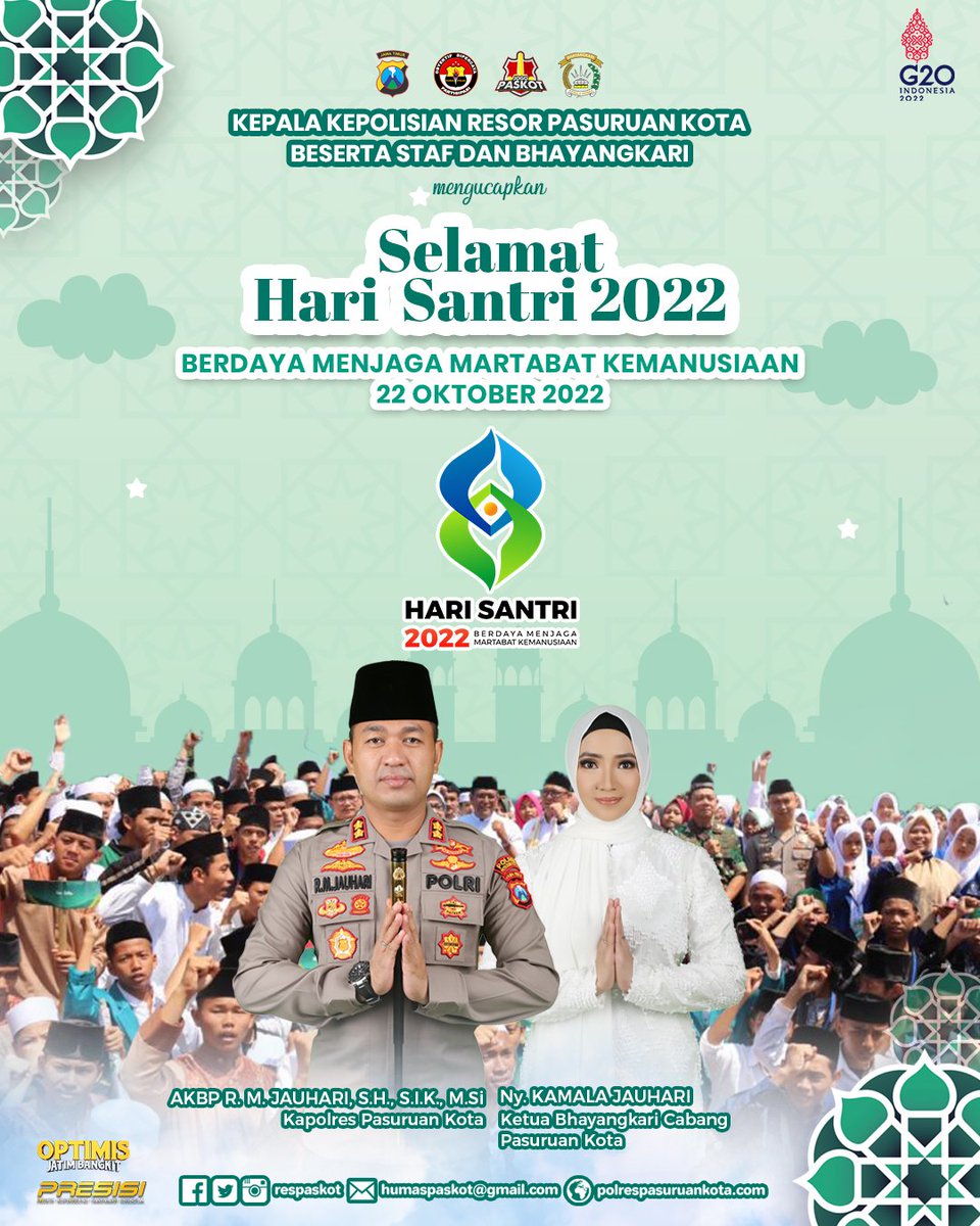 respaskot11's tweet photo. Selamat Hari Santri 2022
22 Oktober 2022

"Berdaya Menjaga Martabat Kemanusiaan"

#paskot #polrespasuruankota #optimisjatimbangkit #pasuruankota #pasuruankekinian #pasuruan #kotapasuruan #harisantri #harisantri2022 #harisantrinasional #harisantri22oktober #HariSantriNasional2022 https://t.co/bKmzpxVjHq