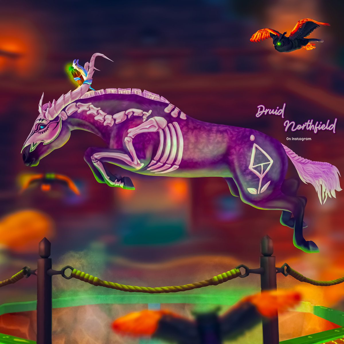 HaleyNorthfield's tweet photo. “LAVERNA YOU HAVE TO JUMP! THE OWLS ARE GETTING CLOSER!!” 🐎
@StarStable  #sso #starstable #ssohalloween #starstablehalloween https://t.co/rqn65pgfMU