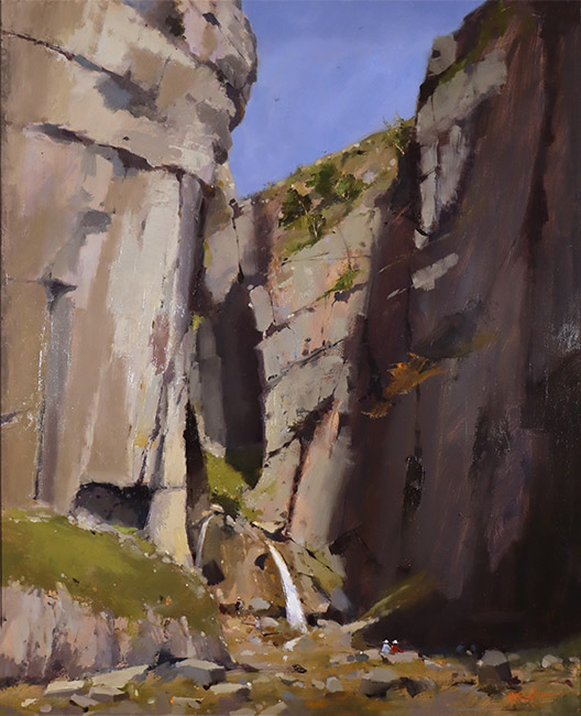 ‘Gordale Scar’ by Michael John Ashcroft, ROI. Art critic David Lee on Michael: '[...] he willingly lays bare his pleasures and beliefs. You can’t ask more of any artist than this.' View Michael's work here: yorkfinearts.co.uk/artist-michael… @MJAshcroft #gordalescar #northyorkshire