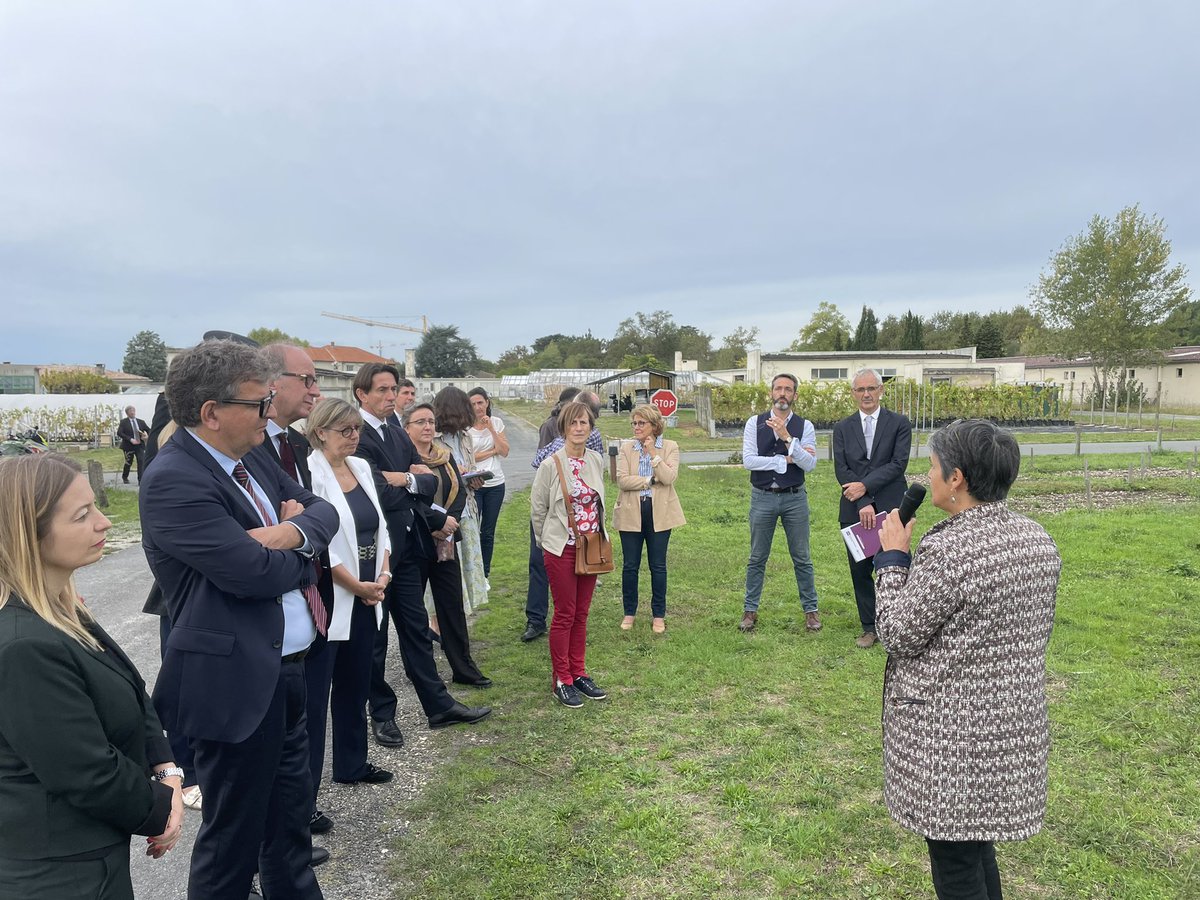 INRAE_UEVB's tweet photo. Accueil sur le site @INRAE_UEVB avec @inrae_save,  @isvv_bordeaux et @UMREGFV De Mme la Ministre  @sup_recherche @sretailleau - transition agroecologique et adaptation du vignoble au changement climatique https://t.co/7bF50PuY0z