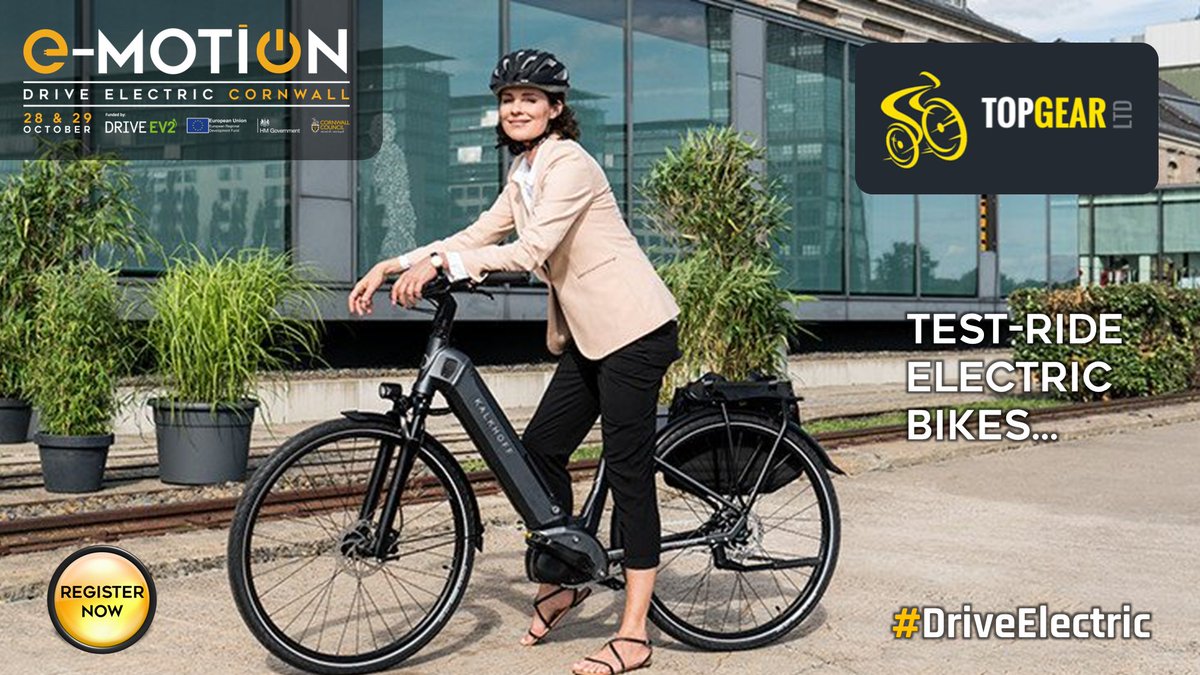 Check out the e-Bikes we have at E-MOTION this weekend, with <a href="/CornwallCouncil/">@cornwallcouncil</a>. We will be at RC Pavilion Centre with electric cars and vans, <a href="/piratefm/">Pirate</a>, kids bouncy castles &amp; activities and more. REGISTER NOW: e-motioncornwall.co.uk - Funded by European Regional Development Fund