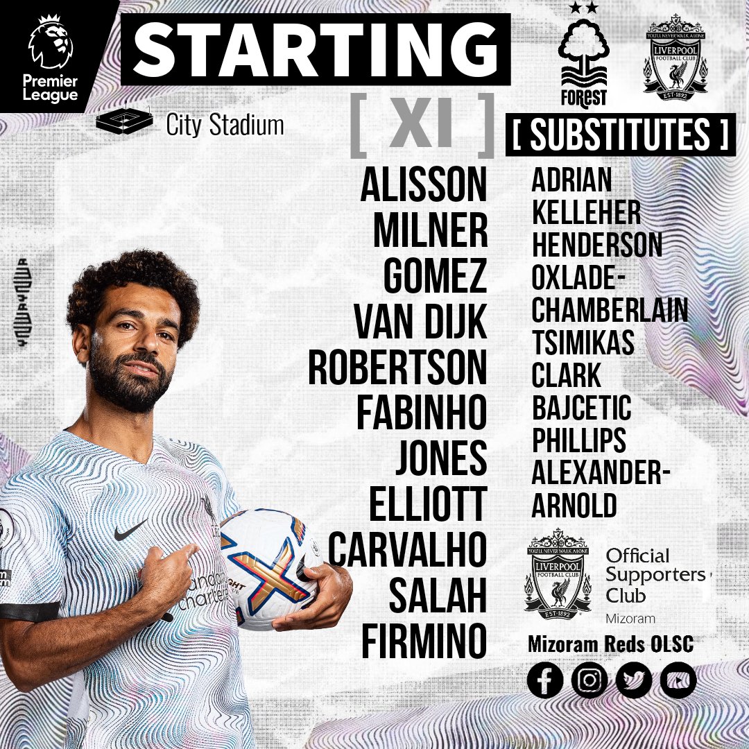 With Thiago out of the squad, here is our line-up against @NFFC @LFC #LFC #PremierLeague #NOTLIV #WalkOn #YNWA