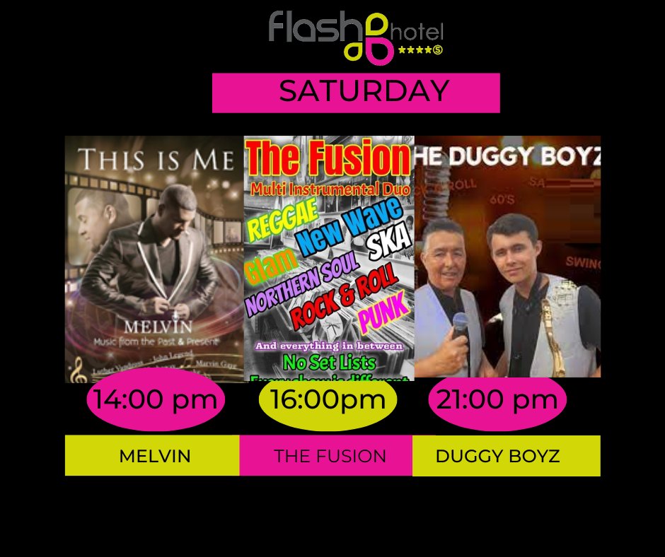 flashotel's tweet photo. Saturday Live Music Shows at Flash Hotel in #Benidorm
14:00h Melvin 
16:00h The Fusion
21:00h The Duggy Boyz https://t.co/IPZgzaG0hB