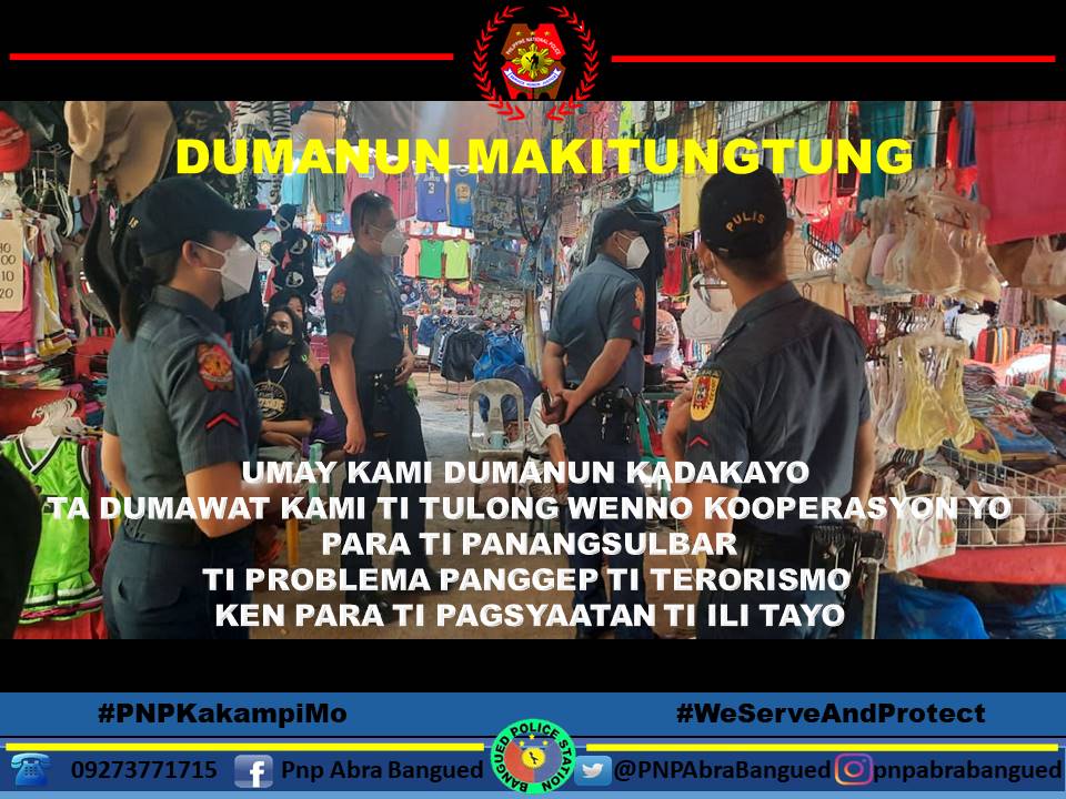 PNPAbraBangued's tweet photo. #MKKequalsK
#PNPKakampiNiyo
#KaligtasanNyoSagotKo
#tulongtulongtayotayo
#DumanunMakitungtung
#PROCORCares https://t.co/lZpw252JBM