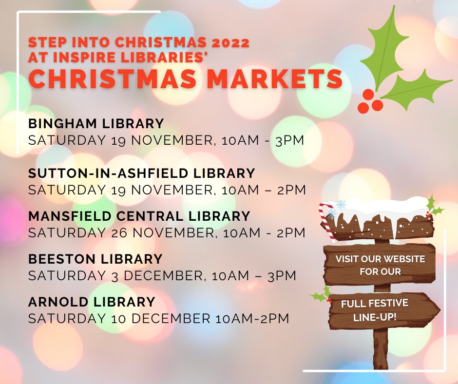 It's just 4 weeks until our Christmas Markets begin, featuring emerging businesses that have been supported by Business & IP Centre Nottinghamshire, who you can contact for one-to-one guidance and support with starting or growing your own business 👉 inspireculture.org.uk/reading-inform… 📈