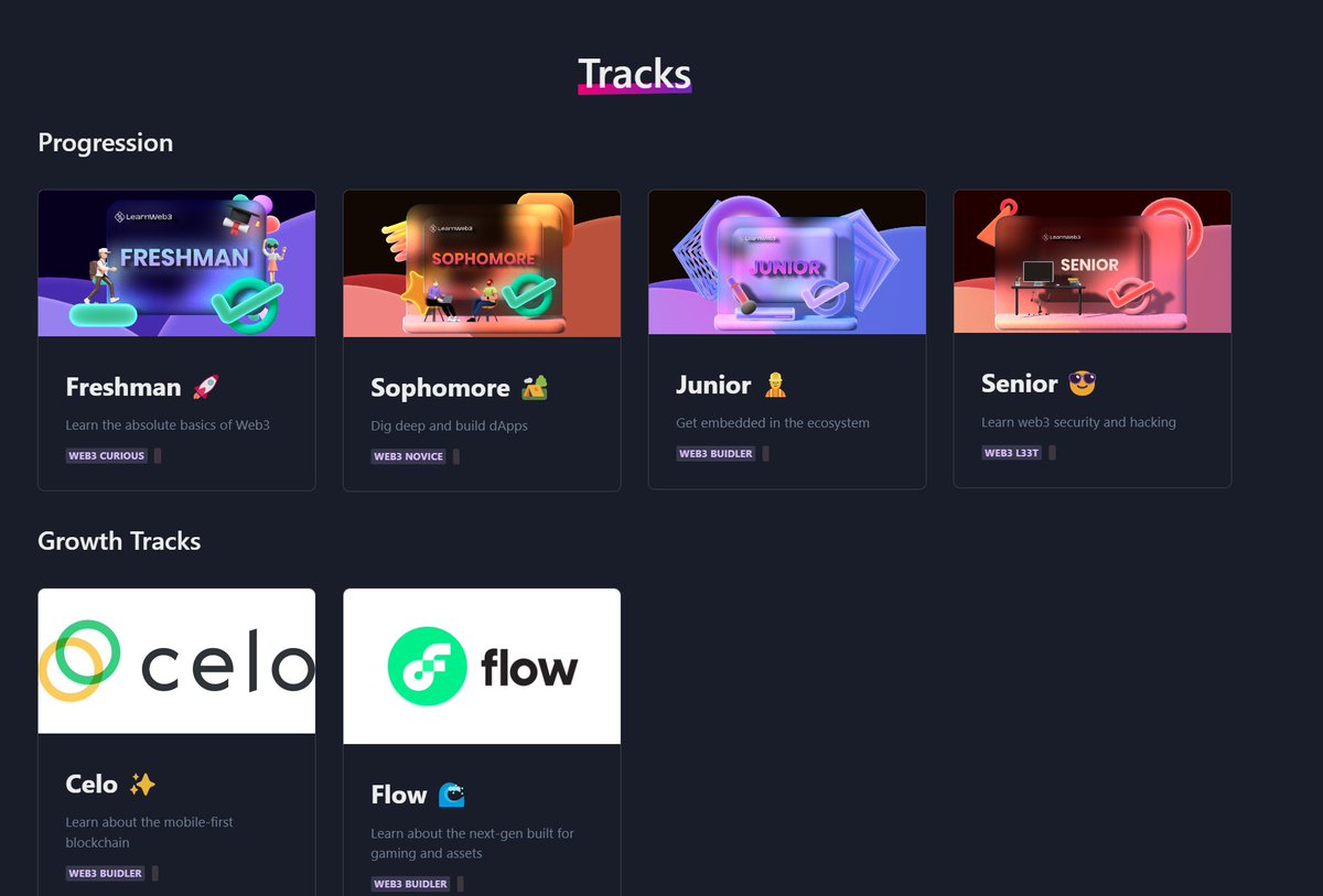 Crypt0Box's tweet image. 1/
@LearnWeb3DAO has a lot of in-deep courses, starting from Freshman (intro to blockchain and SC) to Senior.

learnweb3.io

Upon completion of a course, you will receive the corresponding NFT🖼️

You can also follow the online track on YouTube🎬
#LearnWeb3DAO