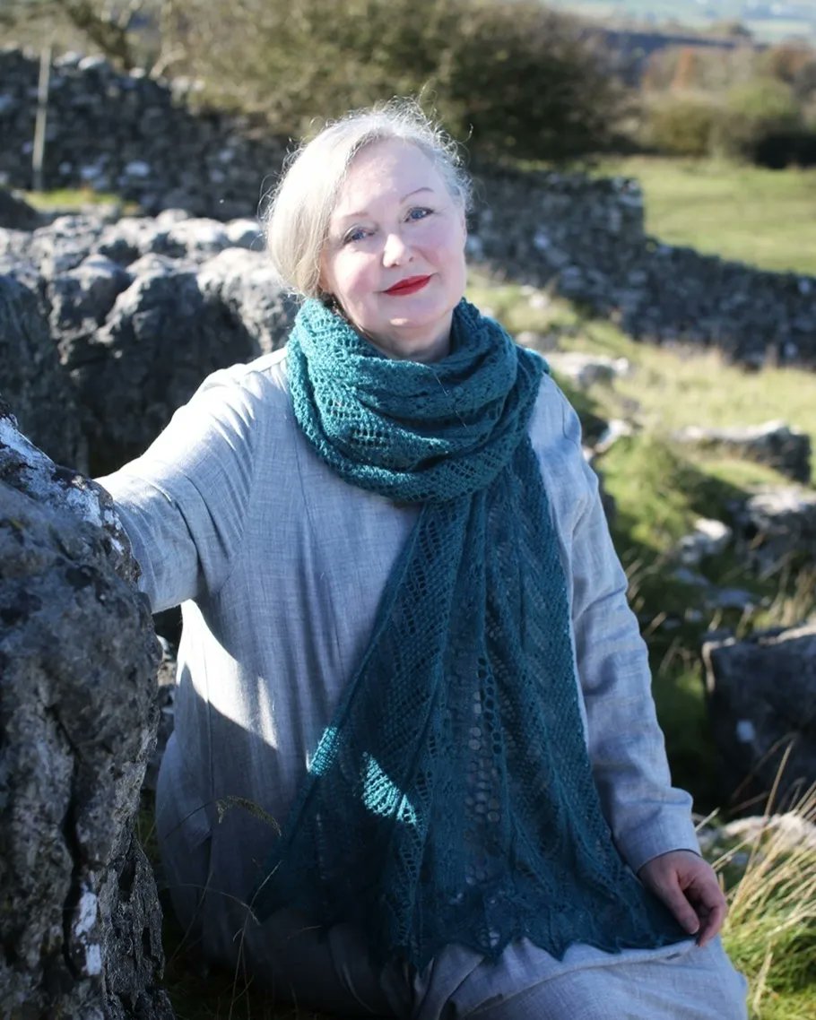 The spectacular Grain Field Wrap pattern and yarn kits are now available to download &amp; purchase from my website. Grain Field designed by @kazrbutler is a substantial wrap, light yet warm and beautifully soft when wrapped around the shoulders.  susancrawfordvintage.com/products/grain…