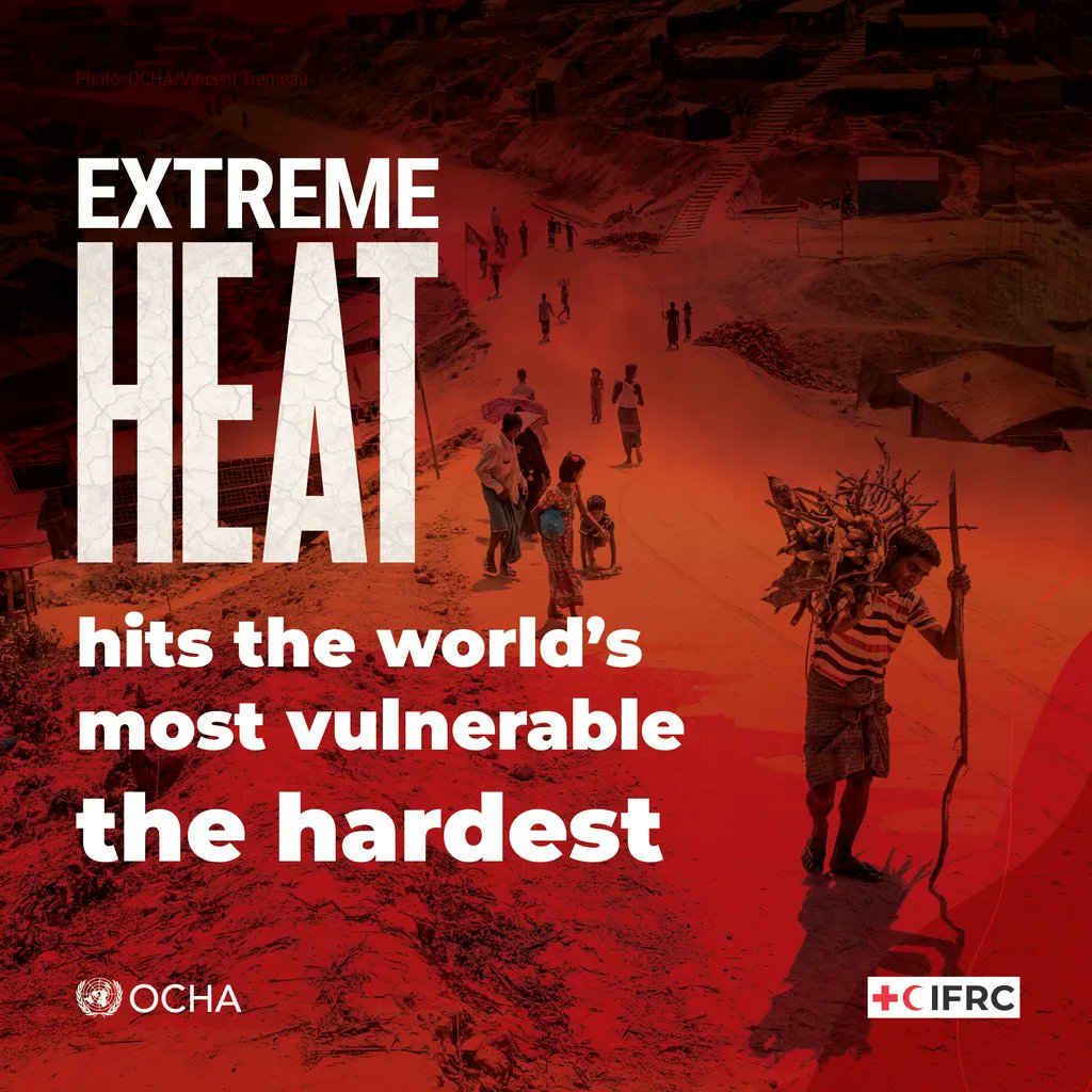 🔴Inequality 🔴Displacement🔴Large-scale suffering 🆘 #Heatwaves are predicted to exceed human limits in the coming decades.🧾More in new report by @UNOCHA and @ifrc 👉 bit.ly/3slyUqN 💬Join us to discuss #climateaction at #COP27👉 bit.ly/3Dm9rUz #OceanDecade