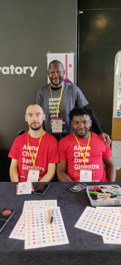 webstandards's tweet photo. #SotB2022 is made by volunteers. Today we have 3 extra helpers to make sure everything goes as smoothly as possible!

Thank you Andrei, Adeyinka and Peterson! https://t.co/nm5uLuIT02