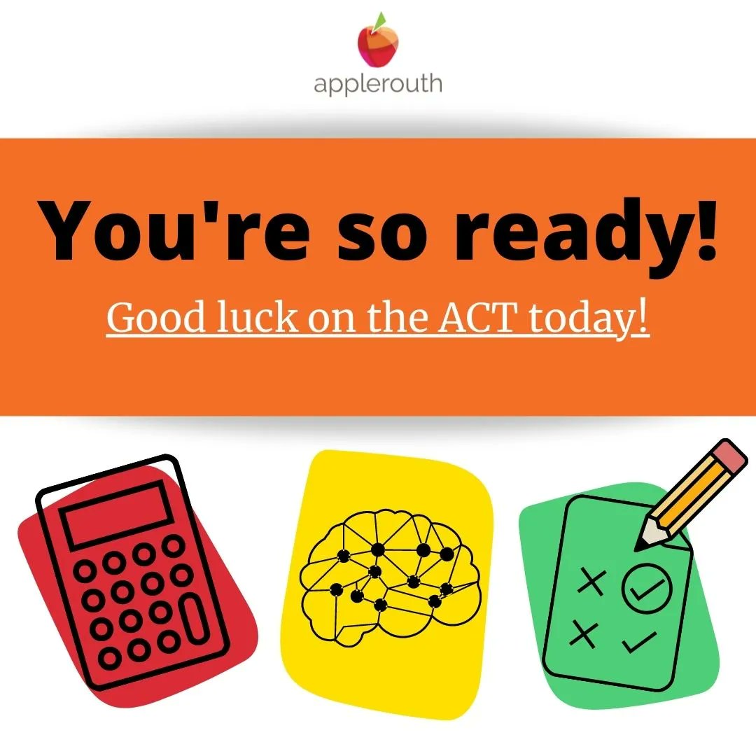 Today, many students are gearing up to sit down for the ACT! If you’re one of the many college-bound students (or supportive parents!), we at Applerouth want to send you good vibes and positive thoughts! You can do it! #ACT #collegetest #collegeadmission #perfectscore