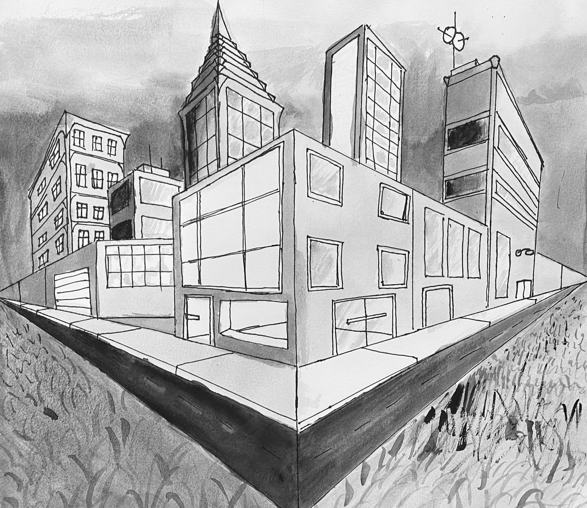 WMS 8th graders tackle 2pt. Perspective cities.