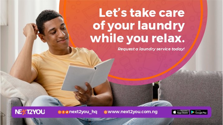 Next2you_hq's tweet photo. Laundry Weekends are always special for you!
Relax while we handle all your laundry.
Request a laundry service today!
@next2you_hq is the easiest way to request a professional for all your home and office needs
#Laundry #laundryweekend #abujabusiness https://t.co/6qjl7DbNfI