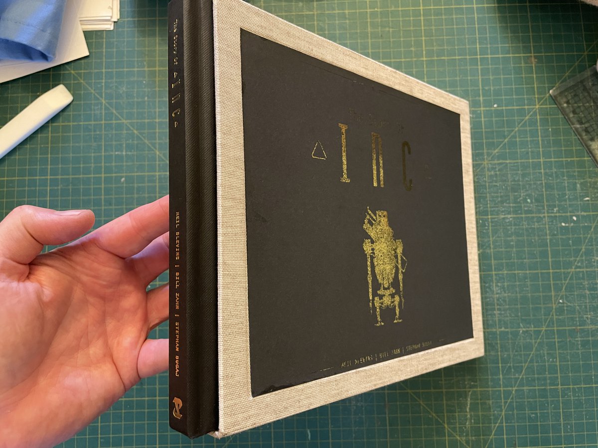 Finally got around to doing a slip case for The Story of Inc Premium Edition by <a href="/ArtOfSoulburn/">Neil Blevins</a> . Sand effect with foiled cover. Book is available here neilblevins.com/books/inc/inc.…
