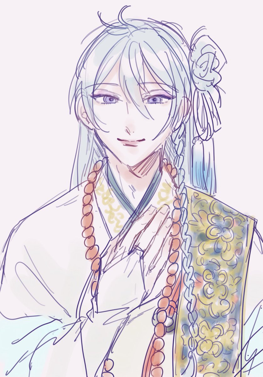 male focus 1boy solo long hair braid smile looking at viewer  illustration images