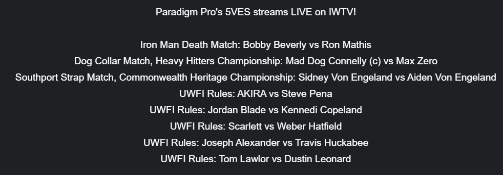 Necroeric's tweet photo. Oct 22, 2022!
10:30 & 2PM
#UFC280 #UFC #MMA
3, 7, 8, 9 https://t.co/EyoJpWxkVU
#WrestlingOpen Turn The Page
Freelance UG Same Ol' Situation
#ParadigmPro 5VES
#Circle6 Everything You Couldn't Be
8 & 10 FITE
#GCW Drop Dead
#XPW Halloween in Hell III
#Wrestling #Prowrestling https://t.co/Exxj60Pr8i