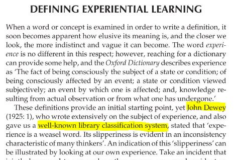 LisaKFlint's tweet photo. Mmmm..🤔 doing some reading on experiential education and John Dewey (1859–1952) for an  assignment came across this in one of the texts... #WhatAboutMelvil #DontBelieveEverythingYouRead #Dewey #GettingDistracted https://t.co/5LRiNVjdXt