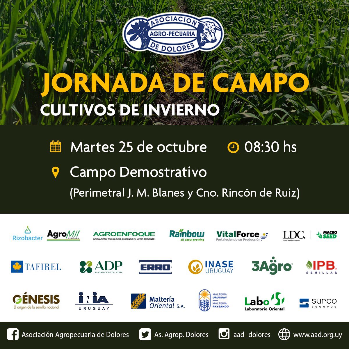 𝐏𝐫ó𝐱𝐢𝐦𝐚 𝐚𝐜𝐭𝐢𝐯𝐢𝐝𝐚𝐝:

Gracias👇
<a href="/adp_uruguay/">ADP</a> <a href="/agromil_ltda/">Agromil</a> <a href="/AgroEnfoque/">AgroEnfoque</a> <a href="/RainbowConoSur/">Rainbow Agro Latin America</a> <a href="/VitalForceUy/">Vitalforce Uruguay</a> <a href="/macro_seed/">MacroSeed | LDC</a> <a href="/TafirelUruguay/">Tafirel</a> <a href="/adp_uruguay/">ADP</a> <a href="/BarracaErro/">Barraca Erro</a> <a href="/INASE_UY/">INASE Uruguay</a> <a href="/3agro/">3agro</a> @IPBSemillas <a href="/semillasgenesis/">Semillas Génesis</a> <a href="/INIA_UY/">INIA URUGUAY</a> <a href="/maltoriental/">Maltería Oriental SA</a> @malteriaurguay <a href="/LaboOriental/">Laboratorio Oriental</a> <a href="/surcos_/">Surcos</a>