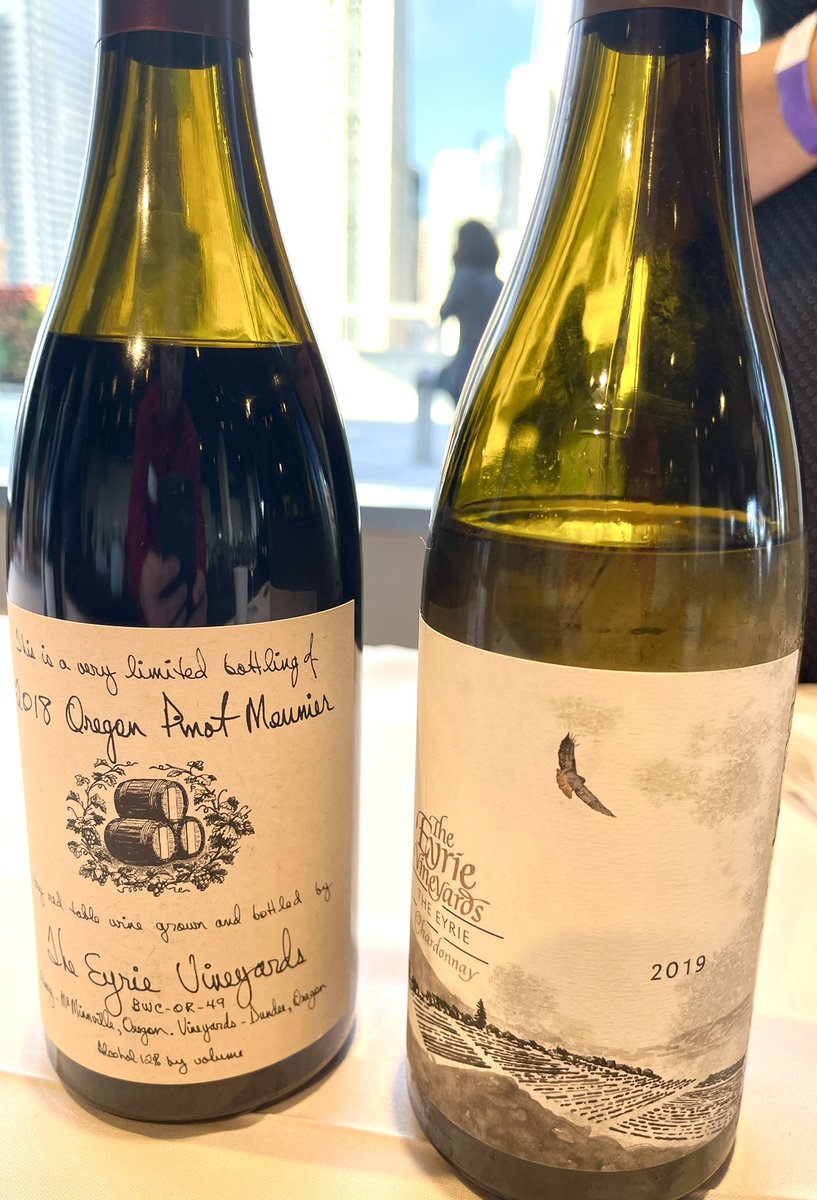 IronChevsky's tweet photo. If you care at all about Oregon wine scene, you have to know @EyrieVineyards in #WillametteValley. They are one of the oldest and still the best, most distinctive wineries. Represented by 2019 “The Eyrie” Chardonnay and 2018 Pinot Meunier @WineandSpirits 2022 #top100event SF https://t.co/OWXs6jqGpU