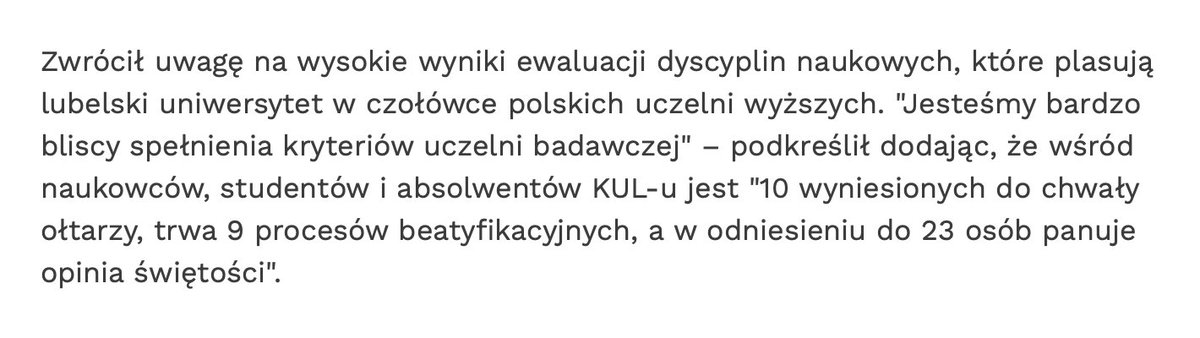 Nowe kryteria uniwersytetów badawczych według min. Czarnka: ilu wypromowano świętych, błogosławionych i sług bożych.     naukawpolsce.pl/aktualnosci/ne…