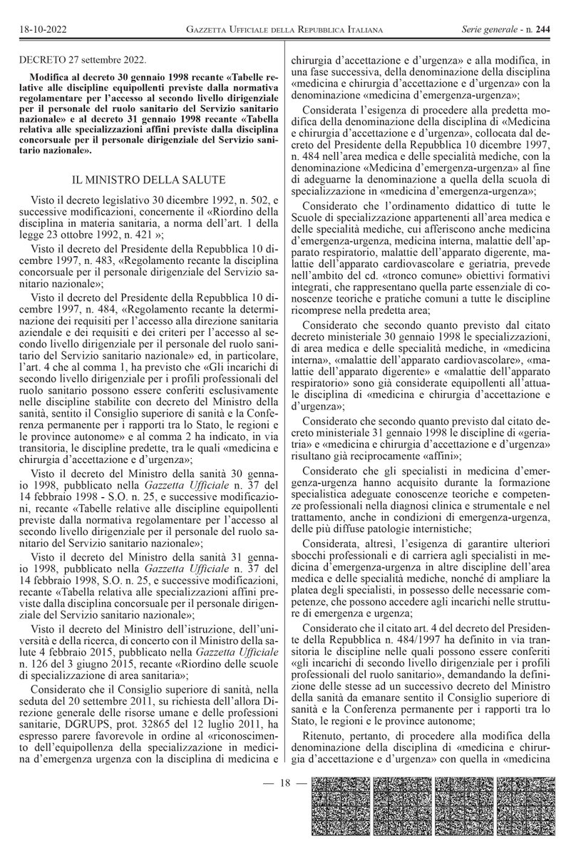 SIMEU_EM's tweet photo. 🔴 GAZZETTA UFFICIALE N. 244 del 18 OTTOBRE 22

🔵 Un risultato concreto conquistato da #SIMEU, a meno di un anno dalla presenza in piazza dei #medici e #infermieri #MEU. Grazie a chi ci ha creduto e si è speso in questi mesi.

👉 https://t.co/JVN0VarKCL

#fieridivoi #orgoglioMEU https://t.co/ebVUWuJXPd