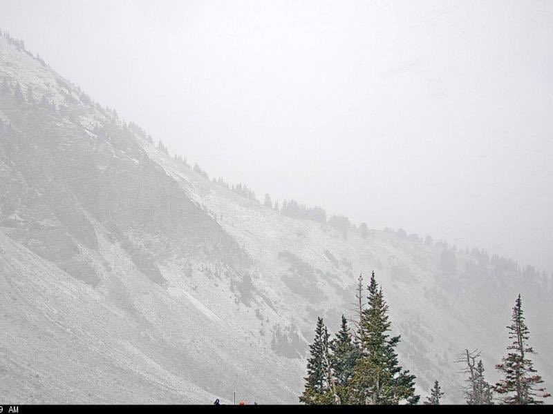 First signs of accumulation in the highest elevations of Alta! If I’m not mistaken, this is the first snow of the season in the central Wasatch. October 22 is quite late for the first accumulating snow up here.