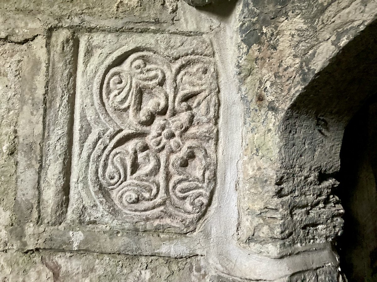 Every morning I run my hand over this beautiful C13th fragment of sepulchral slab built into the stair tower at Gwydir. Brought from the Cistercian abbey at Maenan when demolished during the Dissolution of the Monasteries under Henry VIII. Every stone has a story to tell.