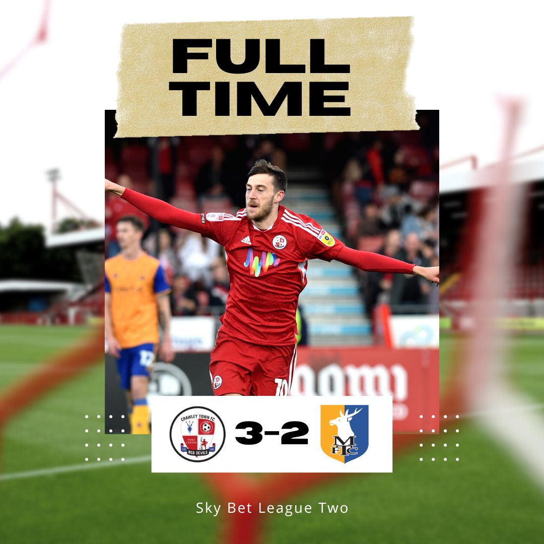 🔥 WHAT A GAME.

Three wins from three under Lewis Young!

Crawley Town are BACK.

#TownTeamTogether 🔴