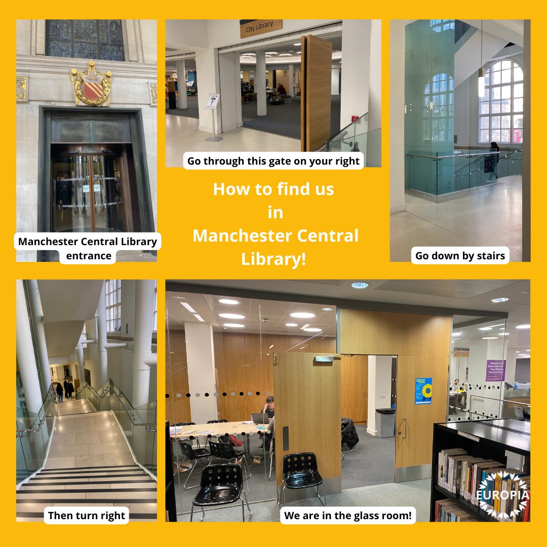 How to #find #Europia #drop-in #sessions in #Manchester #Central #Library!😊

🤩Find us here every Monday from 2-5 pm

🤗More information about Support services for Ukrainians at: europia.org.uk/blog/support-f… 

#support #ukrainian #community #charity #Manchester