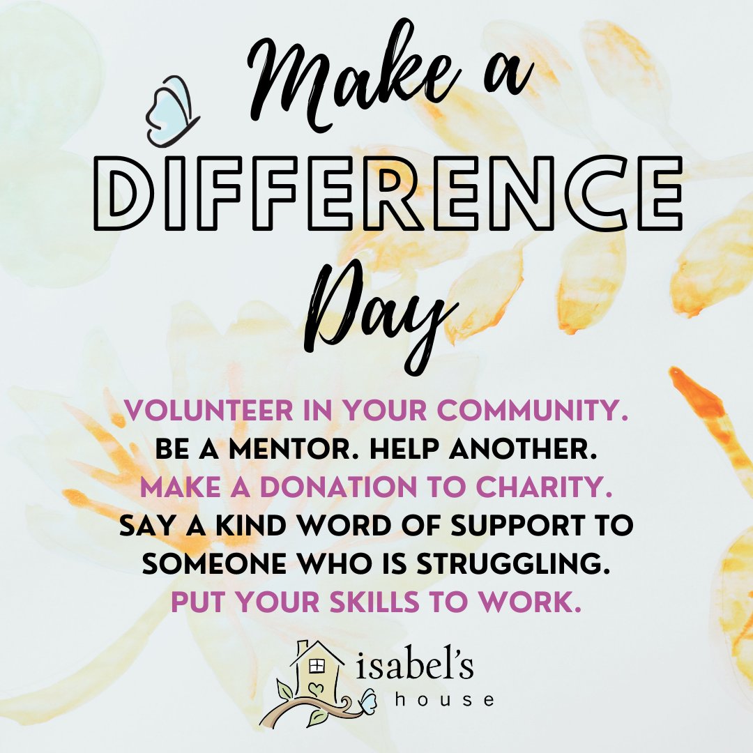 Today is National Make a Difference Day. Every year, millions of people across the United States volunteer and perform various charitable projects for their communities, for those who are in need, and for charitable organizations. #MakeADifferenceDay