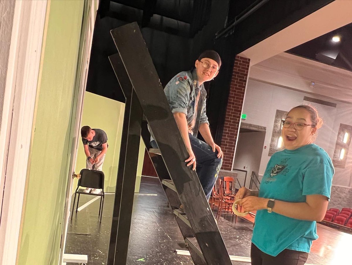 Our Saturday Morning Crew working on the set of Norton's fall play Long Live Rock and Roll--Nov 3, 4, 5! Thank you, Glenn Sonoda, for all you do to support us!