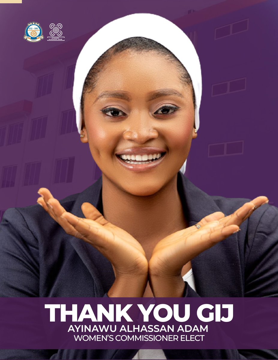 echo_gij's tweet photo. Congratulations to our Vice President, Ayinawu Alhassan Adam on her election as the women's commissioner of the GIJ SRC in the just ended SRC elections.

We are proud you took up the challenge and availing yourself to serve the interest of women and the students populace. https://t.co/dZf9781VTg