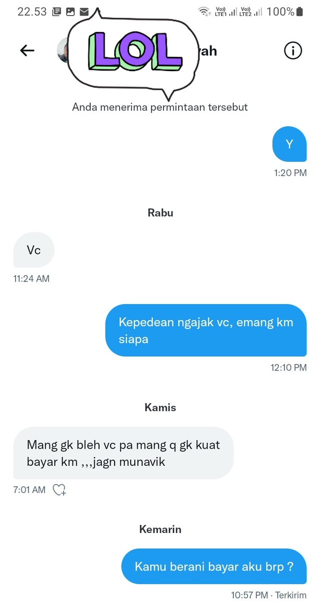 merahkuning1983's tweet photo. Wajah pas2an, penampilan kyk kuli bangunan belagu ngajak vc bs bayar aku, ngatain munafik segala, kira2 kl tau domisilimu bs aku beli sak keluargamu 😡��🤬
Hp smartp tp yg pny tol**
Hrsnya kl cerdas spt hp nya sblm dm mcm2 pahami dl, di bio dan beranda sdh jls ada keterangannya. https://t.co/7K0xpm1OuC