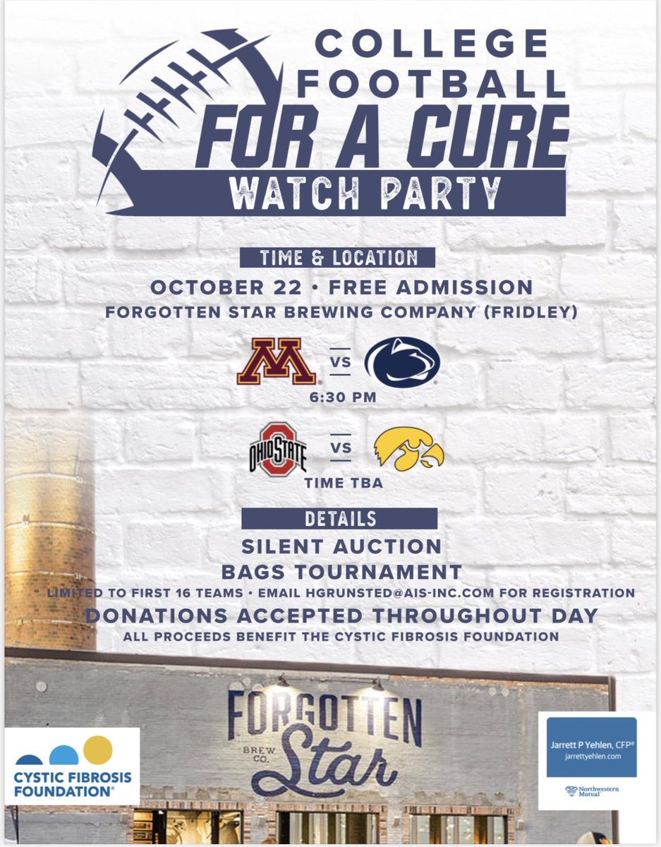 jpyehlen's tweet photo. Today’s the day!! Hope to see everyone there! ⬇️〽️🏈🚣🍁🔥🍻🍺☀️📽
#untilcfmeanscurefound https://t.co/y1ewN4DgLz