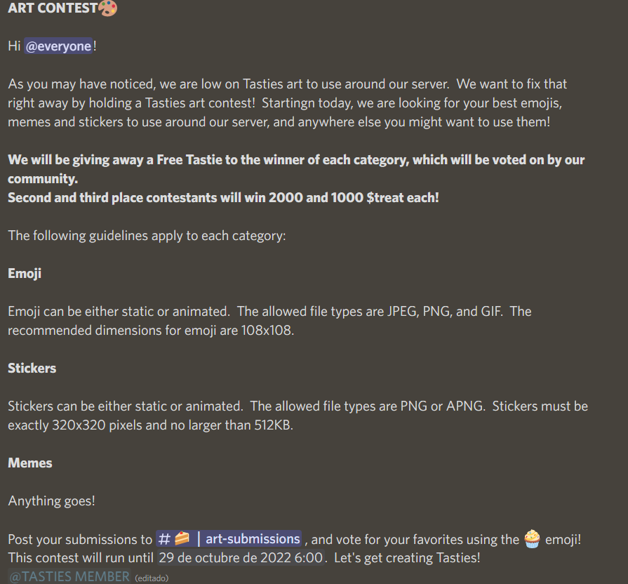 TastiesNFT's tweet photo. Art Contest right now running in our Discord, anyone can participate, winners get 3 TastieNft , Join for more info👇:
https://t.co/NGvBBDZYIG
#Fanart #Artcontest #Giveaway #NFTs https://t.co/cabIx67qxr
