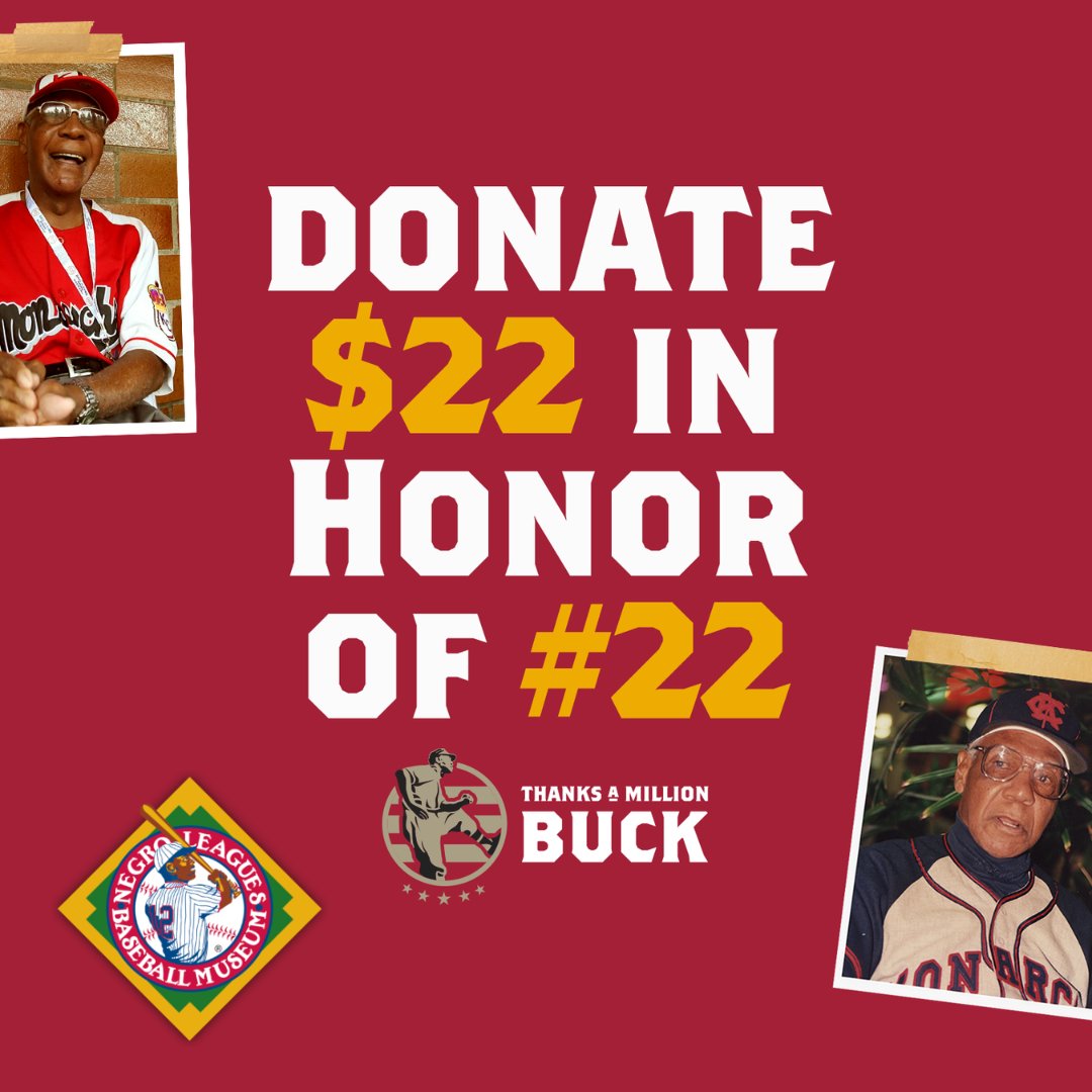 NLBMuseumKC's tweet photo. Because Buck O’Neil was one in a million - Donate $22 for number 22. 

Help us celebrate baseball’s greatest ambassador by supporting our #ThanksAMillionBuck campaign by donating a Buck in support of the NLBM.

Can we count on you ? Every Buck Counts.

--> https://t.co/vQfZ8t5OWu https://t.co/oYPbdsfj3f