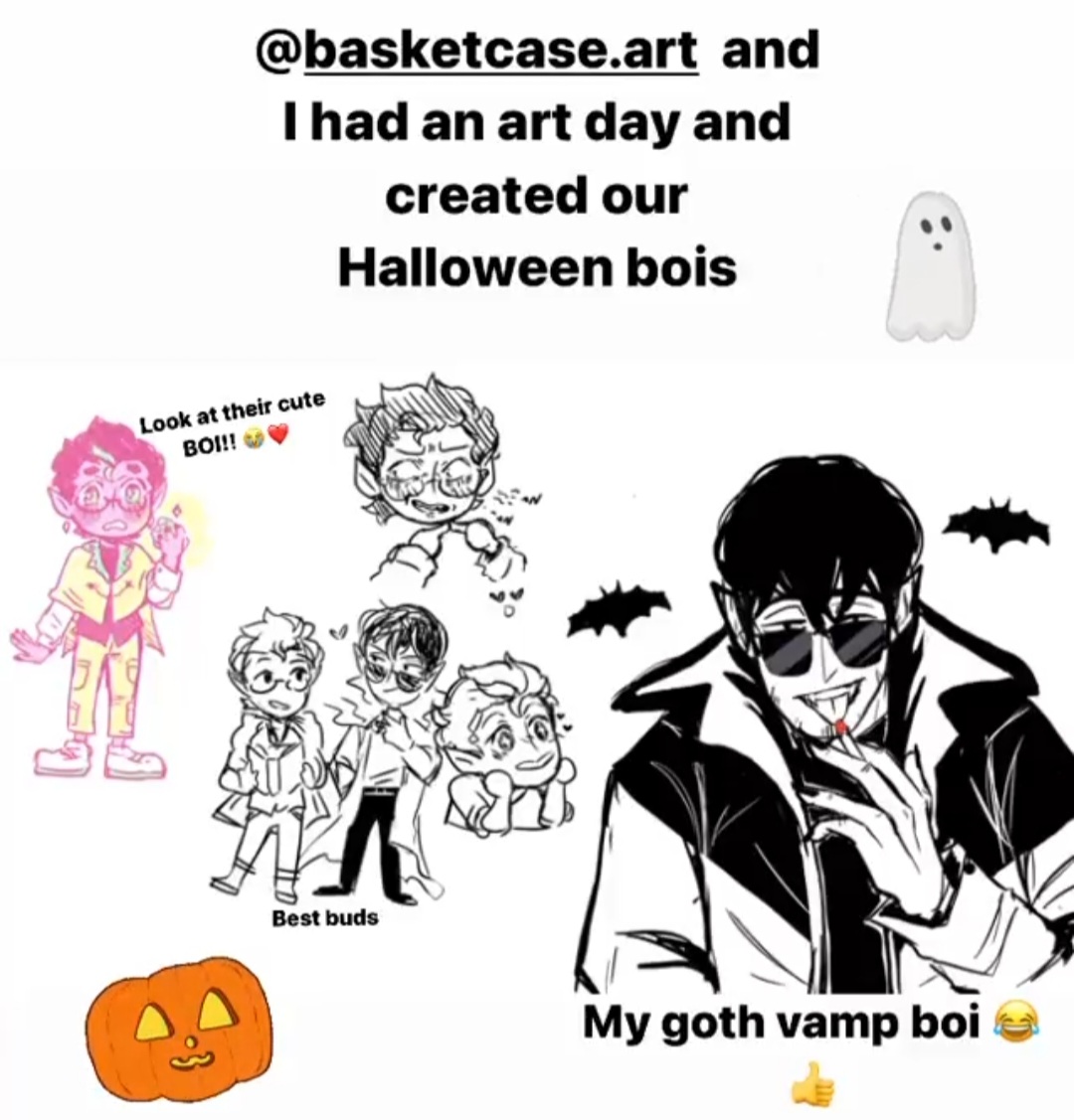 richimii's tweet photo. @basketcase_art and I forgot to post our oc gay vamp bois last year so doin it now before Halloween is over ❤️🦇
#HappyHalloween～ #vampire https://t.co/xpHUlcB74X