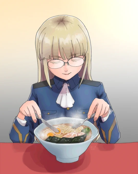 ラーメンを食べるペリーヌです。 