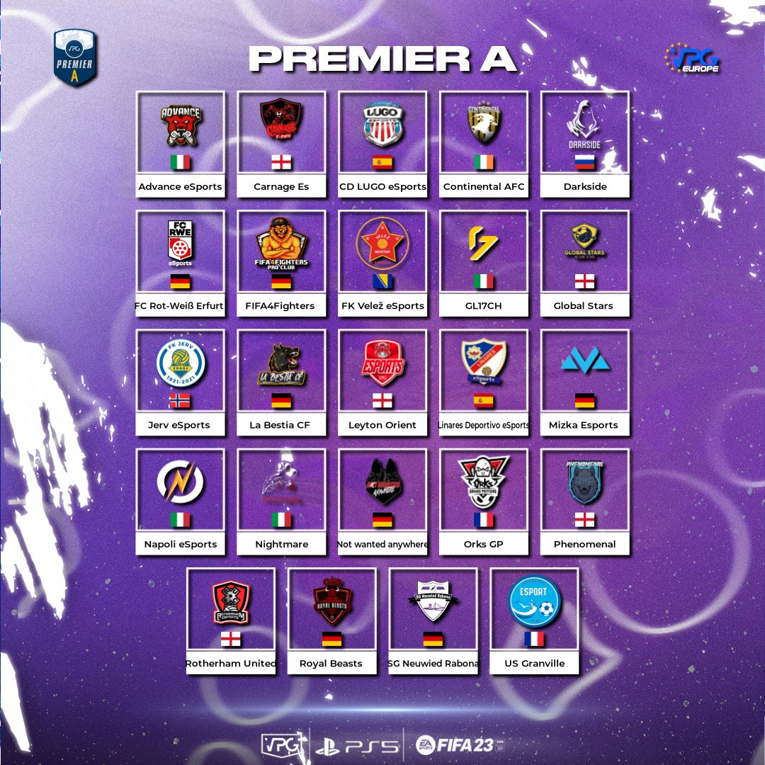 Virtual Pro Gaming (@officialvpg) on Twitter photo ๐๐พ Welcome to <a href="/VPGEurope/">Virtual Pro Gaming | Europe</a>
๐ Premier A
๐ฎ <a href="/PlayStation/">PlayStation</a> 5
๐๏ธ Starts: 24/10/22
๐ We wish you all the best of luck in the competition.
#VPG #ProClubs #FIFA23 ๐๐พ Welcome to <a href="/VPGEurope/">Virtual Pro Gaming | Europe</a>
๐ Premier A
๐ฎ <a href="/PlayStation/">PlayStation</a> 5
๐๏ธ Starts: 24/10/22
๐ We wish you all the best of luck in the competition.
#VPG #ProClubs #FIFA23