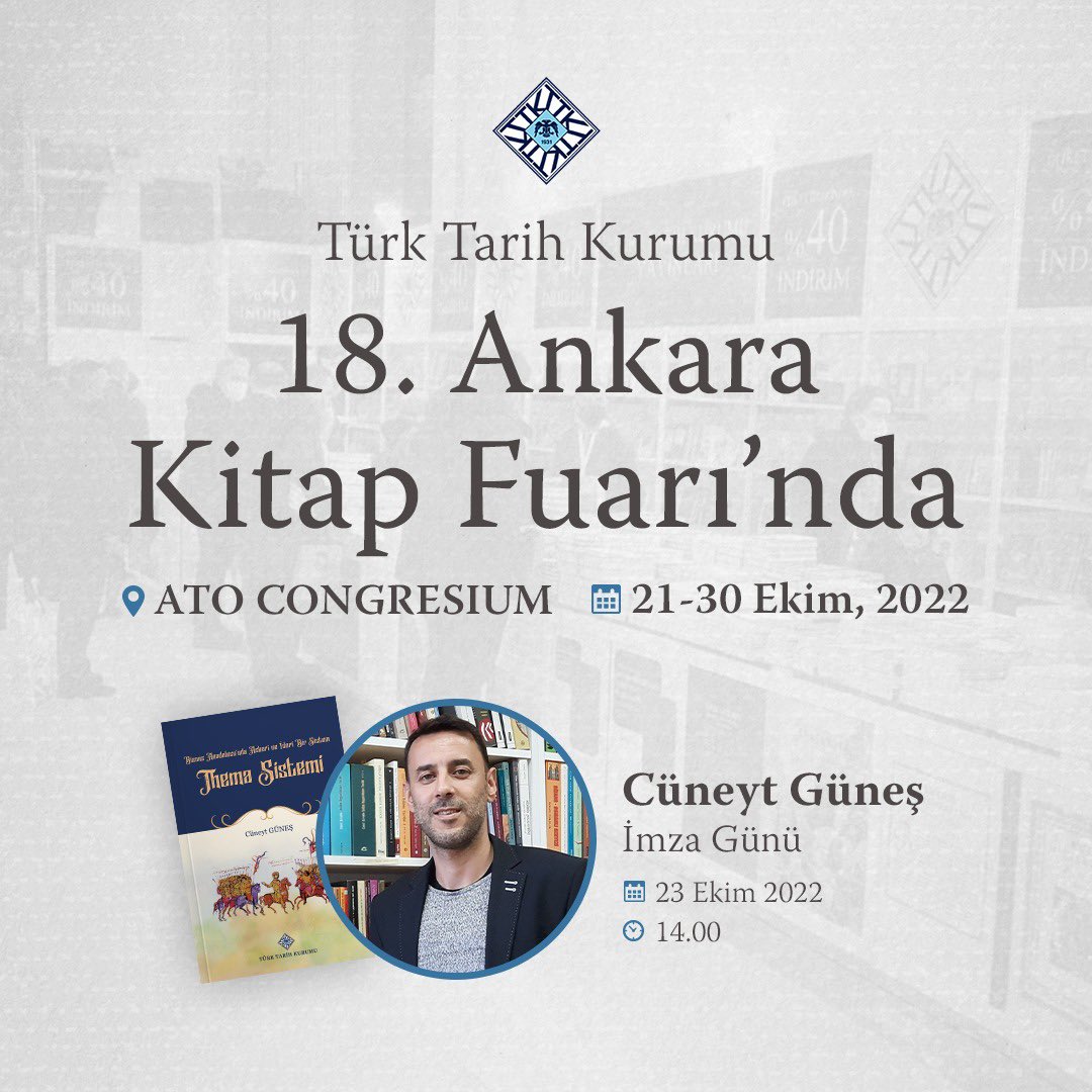 Yazarlarımızdan Cüneyt Güneş (@attelia_07), 18. #AnkaraKitapFuarı’nda yarın okurlarıyla buluşacak. Okurlarımızı bekleriz. #TTKyayınları