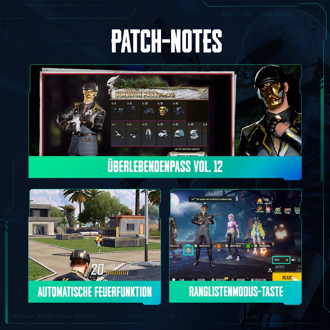 DE_NEWSTATE's tweet photo. Der neue Rekrutierungsmodus von NEW STATE LABS und die Kollaboration mit @DeadByBHVR_DE kommt mit diesem neuen Patch!
Seht euch alle besonderen Features an 🔥.
📝 Check die vollständigen Patchnotes
https://t.co/d2HHVvQZvp
#NEWSTATEMOBILE #DeadbyDaylight #NEWSTATExDbD https://t.co/Jj1jKKROfM