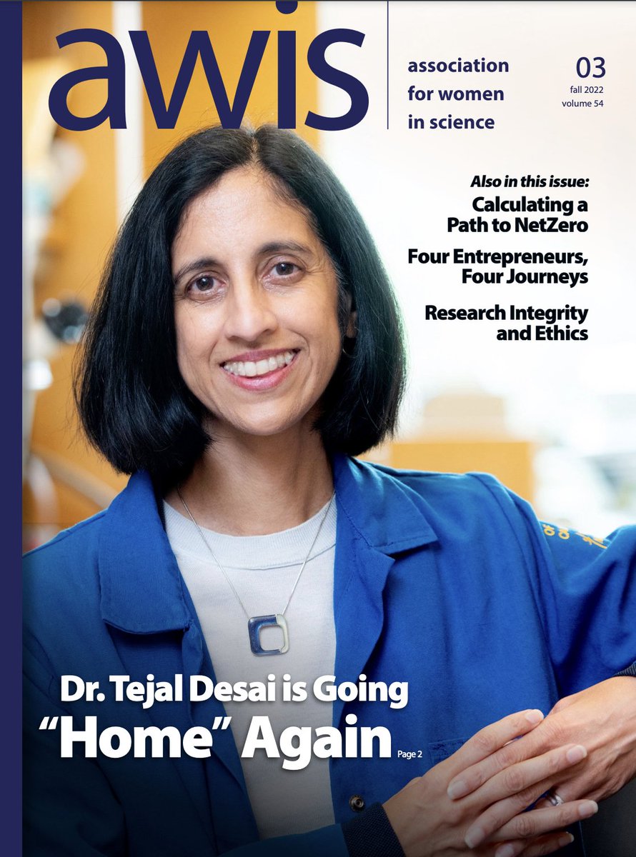 AWISNational's tweet image. Get cozy with the new Fall issue of AWIS Magazine, featuring @brownengin dean @TejalADesai
 and other leading #WomenInSTEM! 🍂 awis.org/awismagazine/