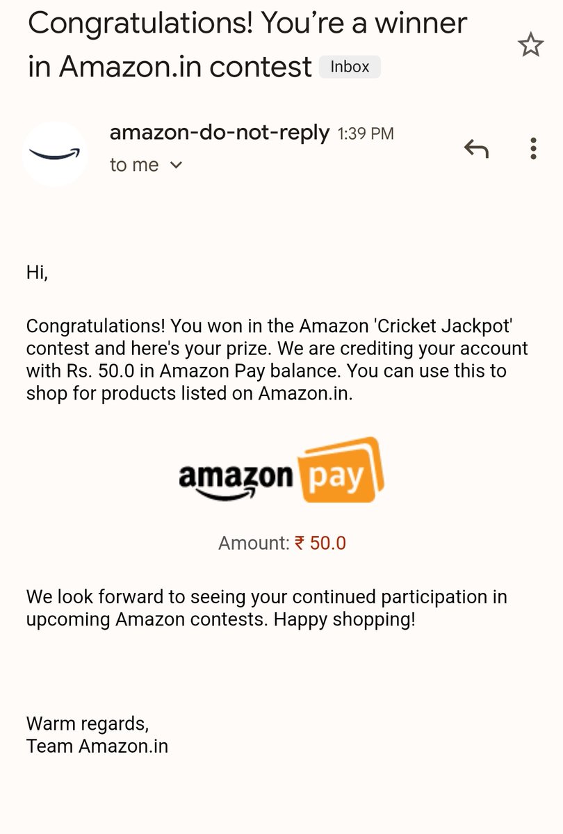 TheGabbarAtul's tweet photo. I Played a Funzone interesting game of "Cricket Jackpot". Thanks to Amazon Once Again I won a amount of Rs 50 in Wallet on 27th April 2022 as a winner of contest.#AmazonPrime #IWonOnAmazon #AmazonQuiz #Funzone #AmazonWinner #Gabbar_Atul @TheGabbarAtul @amazonIN #TheGabbarAtul ✌️ https://t.co/L3IfIvh1vF