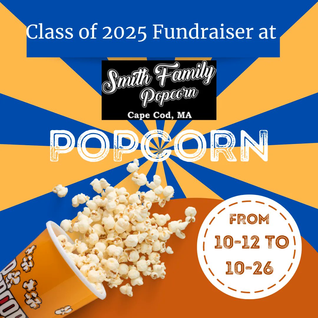 WeAreMashpee's tweet photo. Don't forget to order your popcorn to support the class of 2025! Use the link below to order.
https://t.co/8bRs4SPdfk 
#mashpee #wearemashpee #fundraiser https://t.co/TqAsJn5wc8