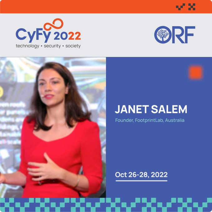 ORF (@orfonline) on Twitter photo .<a href="/janetasalem/">Janet Salem</a>, Founder, FootprintLab, Australia will join us as a speaker at #CyFy2022!
October 26-28, 2022 | New Delhi
<a href="/orfonline/">ORF</a> <a href="/orfgeotech/">ORF GeoTech</a>
Register NOW 👉🏼 orfonline.org/cyfy/ .<a href="/janetasalem/">Janet Salem</a>, Founder, FootprintLab, Australia will join us as a speaker at #CyFy2022!
October 26-28, 2022 | New Delhi
<a href="/orfonline/">ORF</a> <a href="/orfgeotech/">ORF GeoTech</a>
Register NOW 👉🏼 orfonline.org/cyfy/