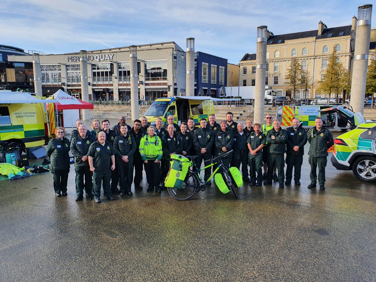 WelshAmbulance's tweet photo. If you're out and about in Cardiff today, head down to the Bay and pay our #TeamWAST a visit.

They're there until 16:00 along with other blue light service partners for #999Day 💙 #999CardiffBay https://t.co/ZHJhvjjNII